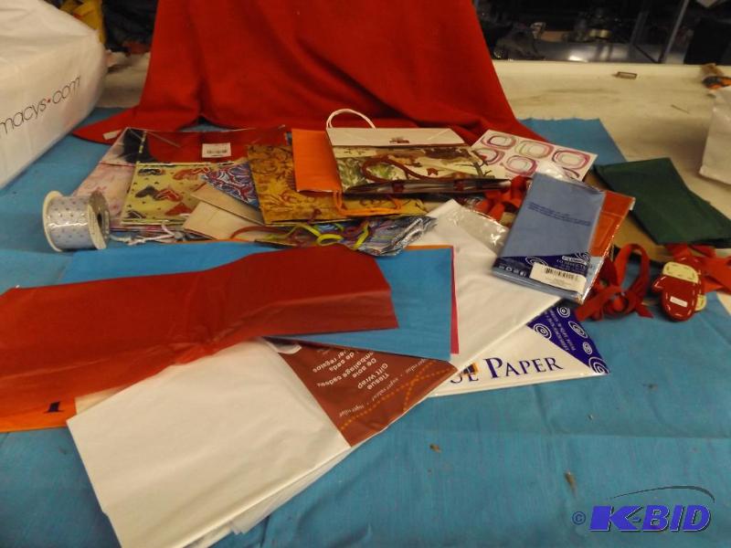 gift bags, tissue paper and ribbon...