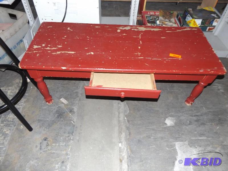 Painted coffee table, paint is peeling and ch...
