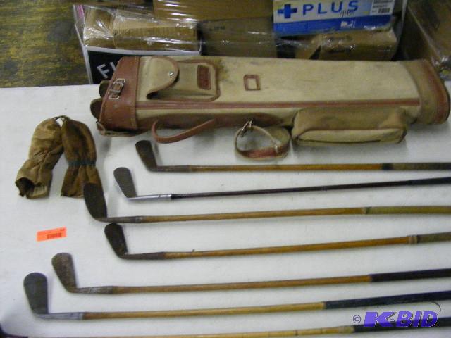 lot 209 image: Old Golf Clubs with Bag...