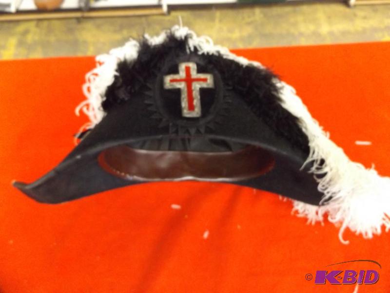 VINTAGE MASONIC KNIGHTS TEMPLAR CHAPEAU  HAT...