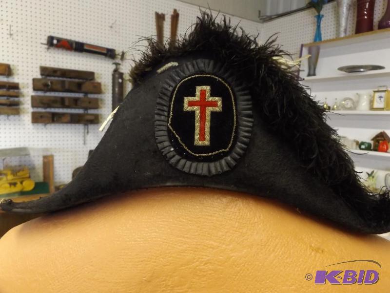 VINTAGE MASONIC KNIGHTS TEMPLAR CHAPEAU  HAT...