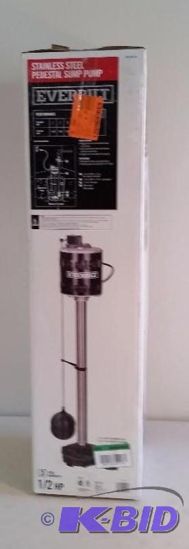 lot 16 image: 12 HP Pedestal Sump Pump.  Tested New in Box.