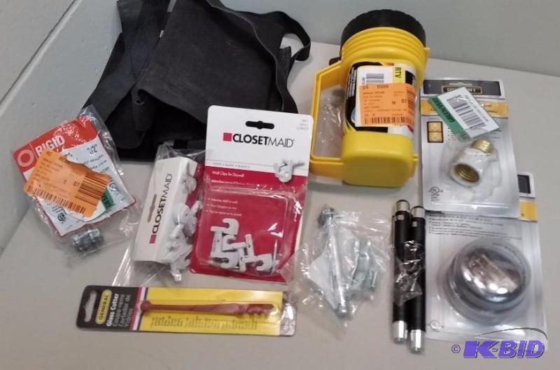 10 item Lot Industrial Strength Back support, Electrical Items, Glass Cutter, Flashlights,and More