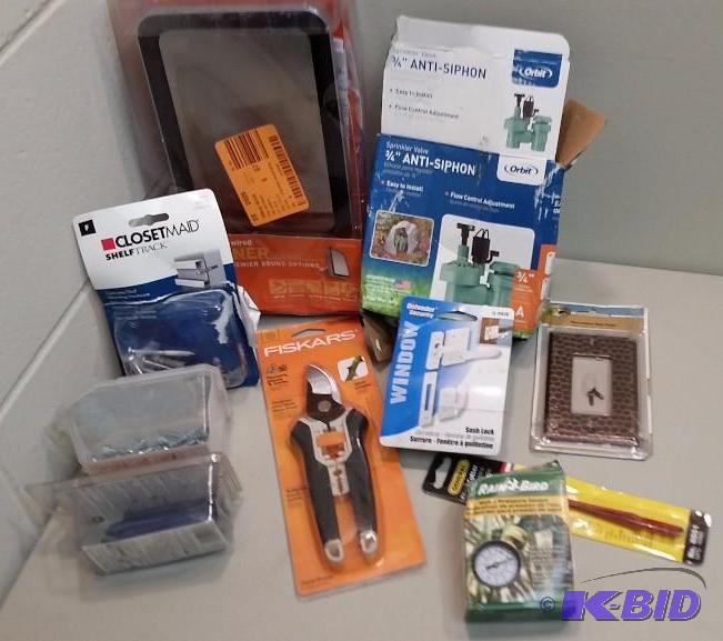 10 Item lot - Screws, Garden Sheers, 34 Anti-Siphon, Doorbell and more