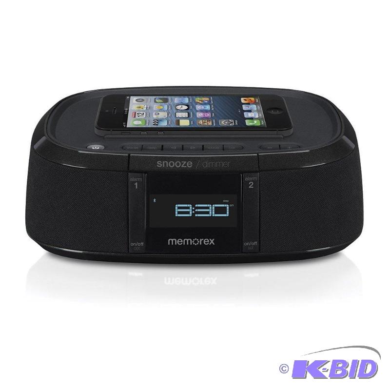 lot 91 image: Memorex MW453 Bluetooth Wireless Alarm Clock FM Radio w Universal Line In with USB Charging
