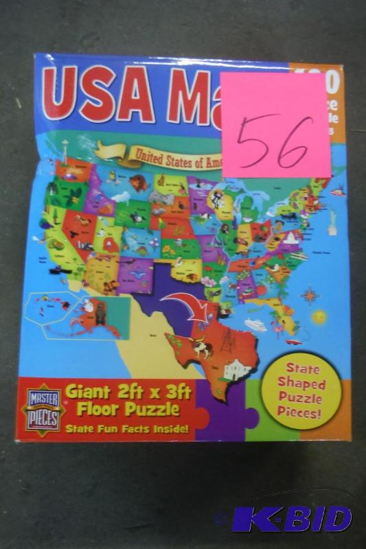 lot 56 image: MasterPieces Puzzle Place USA Floor Map Puzzle, 100-Piece