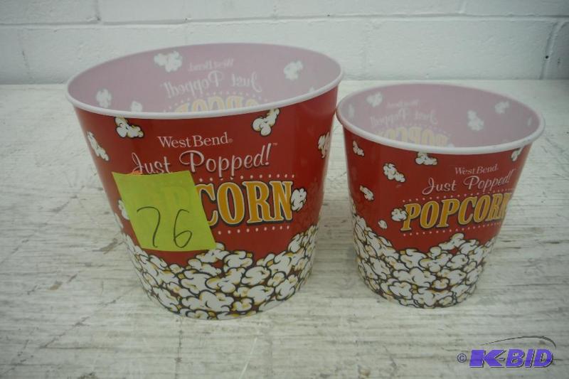 lot 76 image: West Bend popcorn buckets, 1 sm  1lg