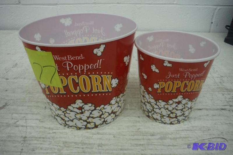 lot 77 image: West Bend popcorn buckets, 1 sm  1lg