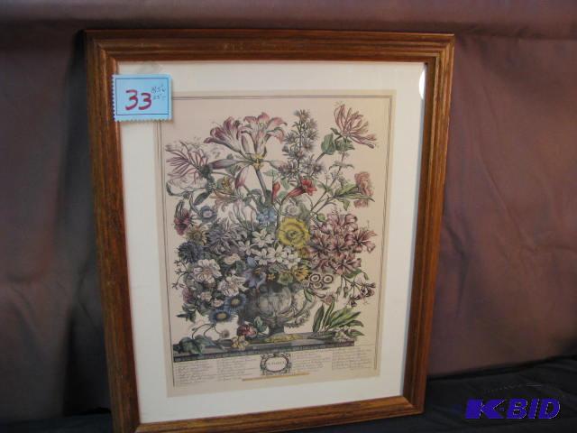 vintage floral October print 18.5&quot wide ...