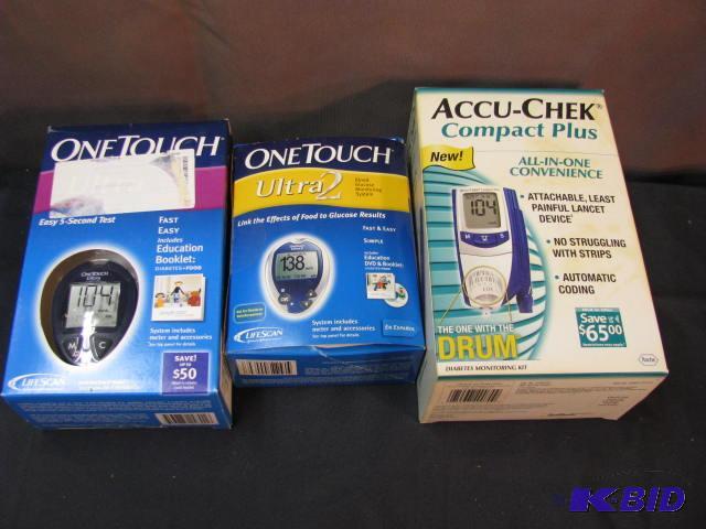 three blood glucose monitors untested each bo...