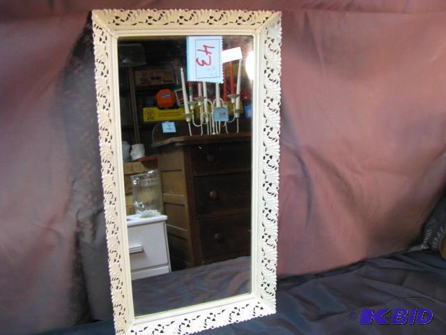 vanity footed mirror painted antique white 22...