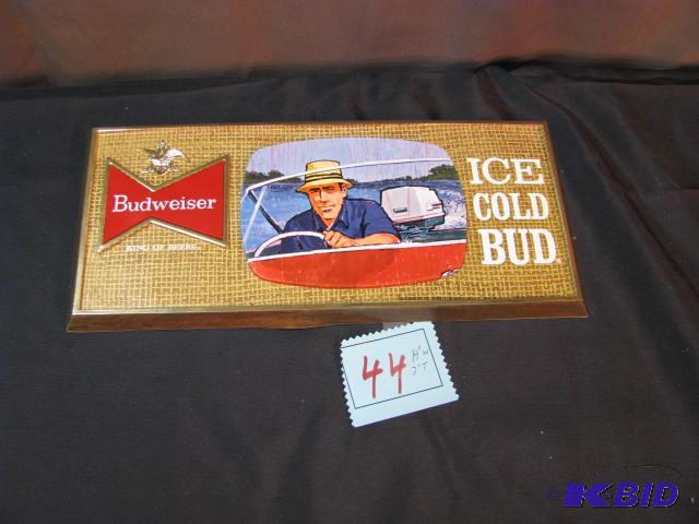 vintage Budweiser&nbspplastic and paper sign...