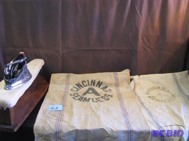 two canvas flour sacks and ironing sleeve&nbs...