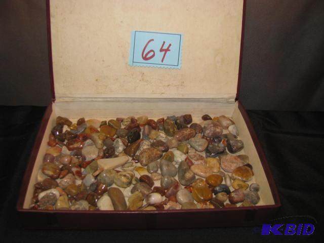box of polished stones mostly agates&nbspsee...