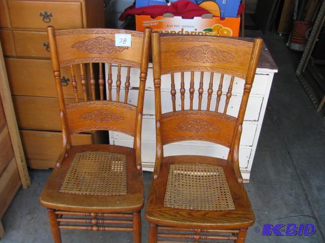 two vintage nicely carved caned dining room c...