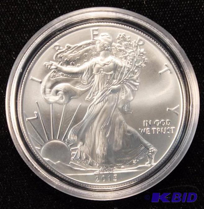 2015 AMERICAN EAGLE 1 TROY Oz. .999 FINE SILVER US DOLLAR COIN IN HOLDER