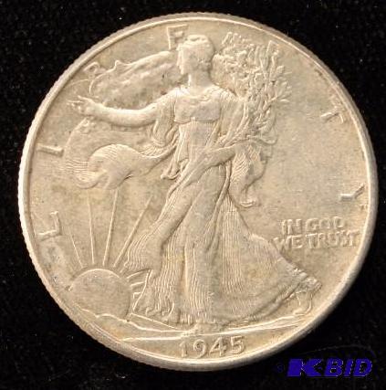1945 WALKING LIBERTY SILVER HALF DOLLAR VF