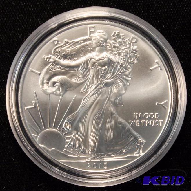 2015 AMERICAN EAGLE 1 TROY Oz. .999 FINE SILVER US DOLLAR COIN IN HOLDER