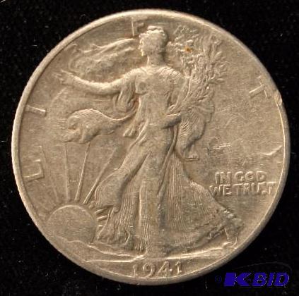 1941 WALKING LIBERTY SILVER HALF DOLLAR VF