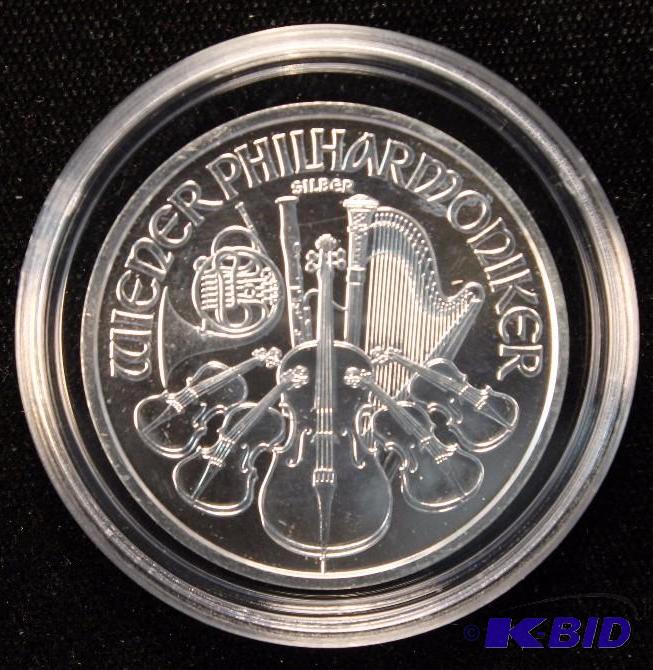 2014 AUSTRIAN PHILHARMONIC 1 TROY Oz. FINE SILVER IN CAPSULE