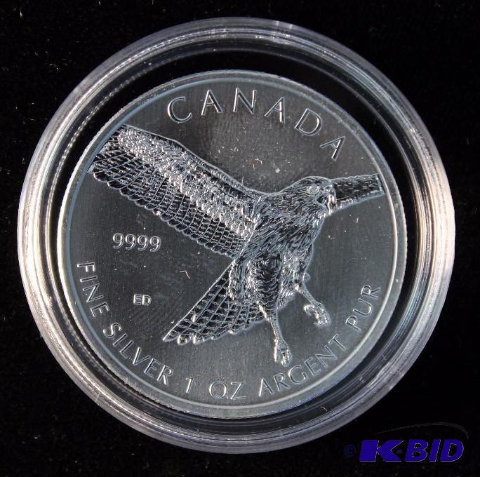 2015 CANADA RED TAIL HAWK 1 TROY OZ. .9999 FINE SILVER IN AIRTIGHT CAPSULE
