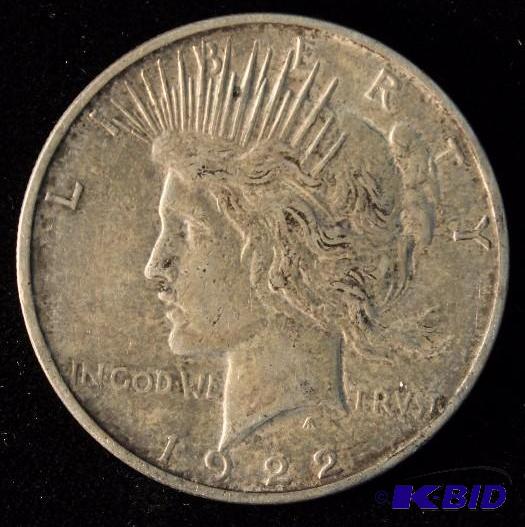 1922 D PEACE SILVER DOLLAR AU TONED