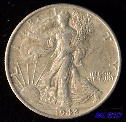 1942 WALKING LIBERTY SILVER HALF DOLLAR XF