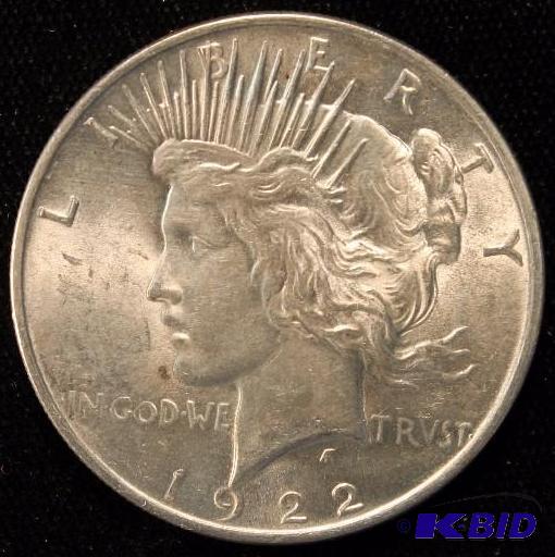1922 PEACE SILVER DOLLAR BU UNC