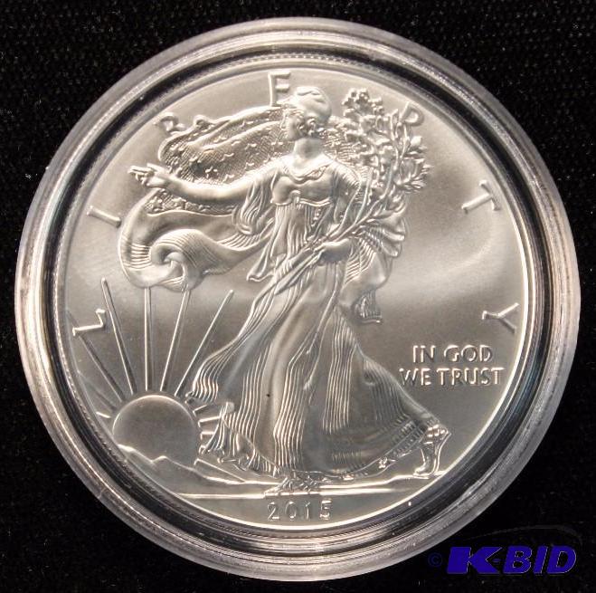 2015 AMERICAN EAGLE 1 TROY Oz. .999 FINE SILVER US DOLLAR COIN IN HOLDER