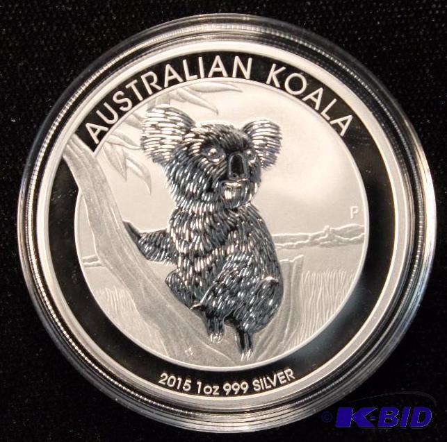 2015 AUSTRALIAN KOALA 1 Oz. .999 FINE SILVER COIN IN ORIGINAL GOVERNMENT CAPSULE