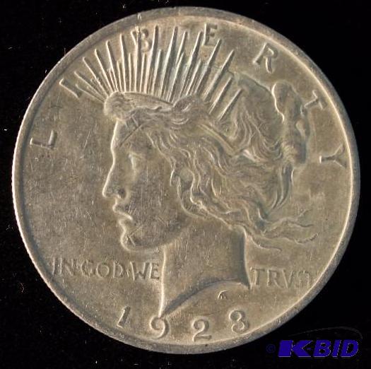 1923 PEACE SILVER DOLLAR AU