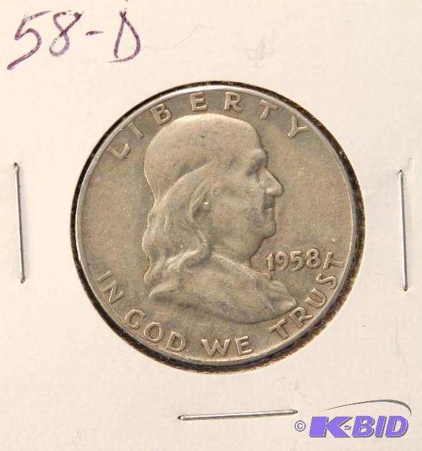 1958 D FRANKLIN SILVER HALF DOLLAR