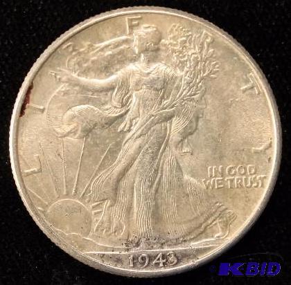 1943 WALKING LIBERTY SILVER HALF DOLLAR AU DETAILS