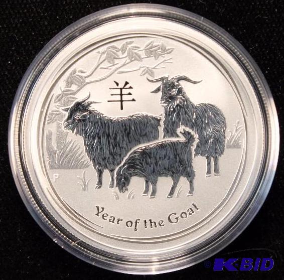 2015 AUSTRALIAN YEAR OF THE GOAT 12 Oz. .999 FINE SILVER 50 CENTS COIN IN ORIG. GOVERNMENT CAPSULE