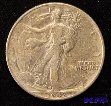 1942 WALKING LIBERTY SILVER HALF DOLLAR F