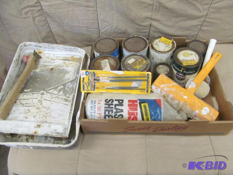 Paint, pans, roller