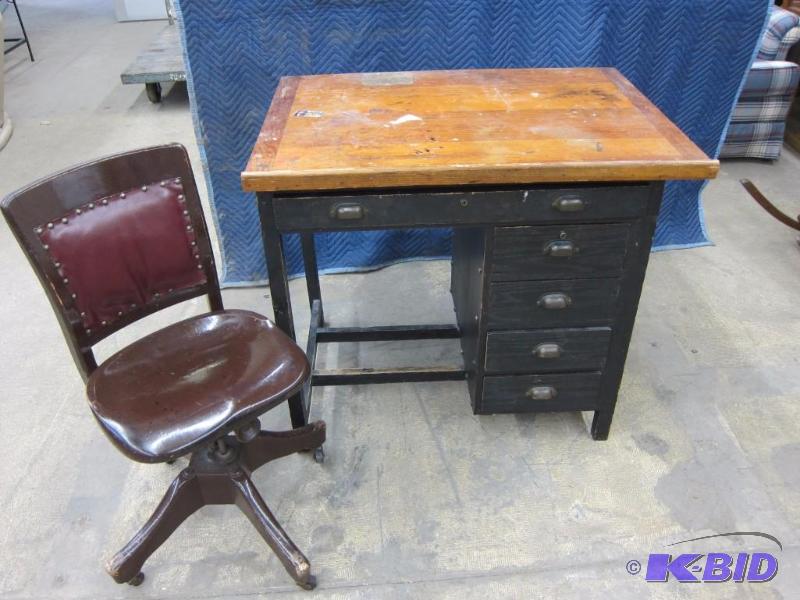 Wood Desk and Chair