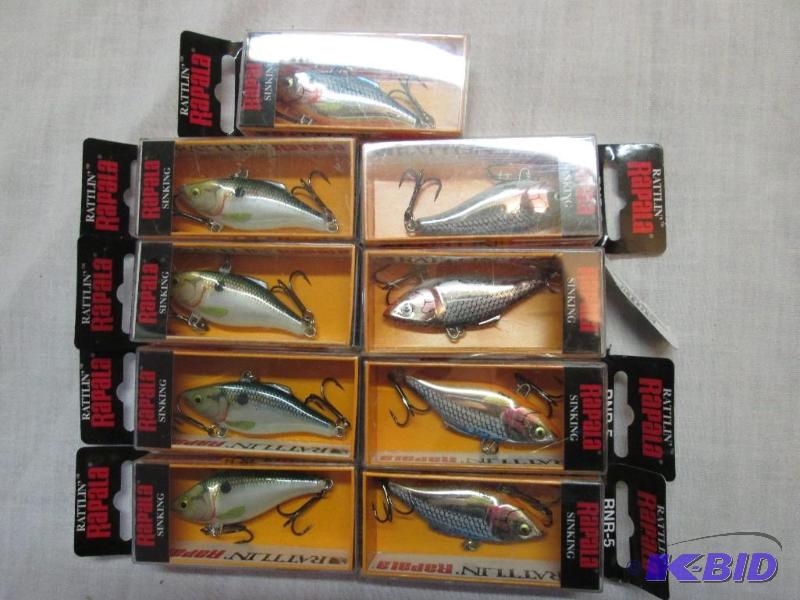 Lot of 9 Rattlin Rapala Lures - 4 Shad - 2 S...