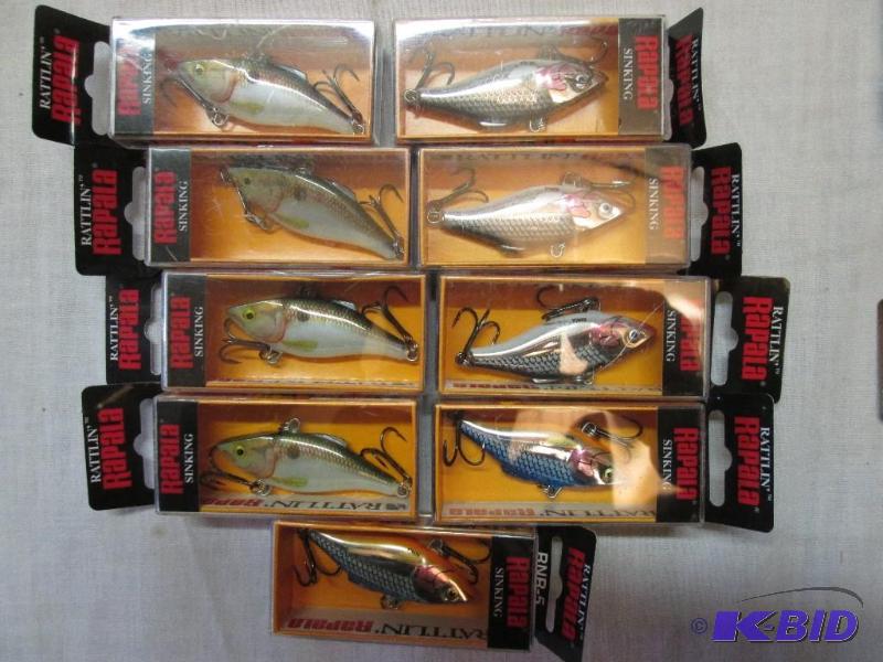 Lot of 9 Rattlin Rapala Lures - 4 Shad - 3 S...