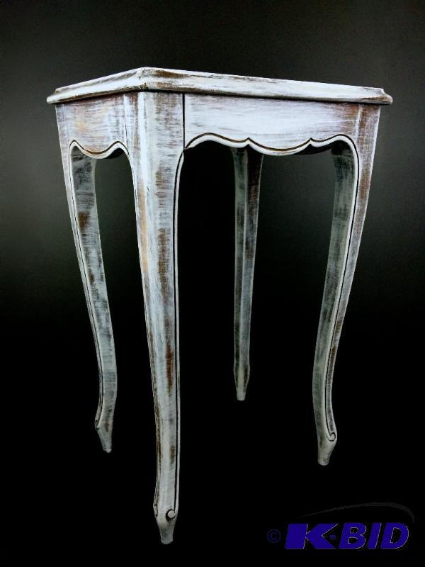 lot 20 image: Vintage Regency Table hand distressed and Painted Leather inlayed top