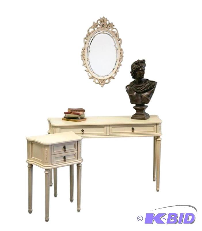 lot 6 image: Exceptional lot of 3 Long Sofa Table, Side Table & vintage matching Mirror
