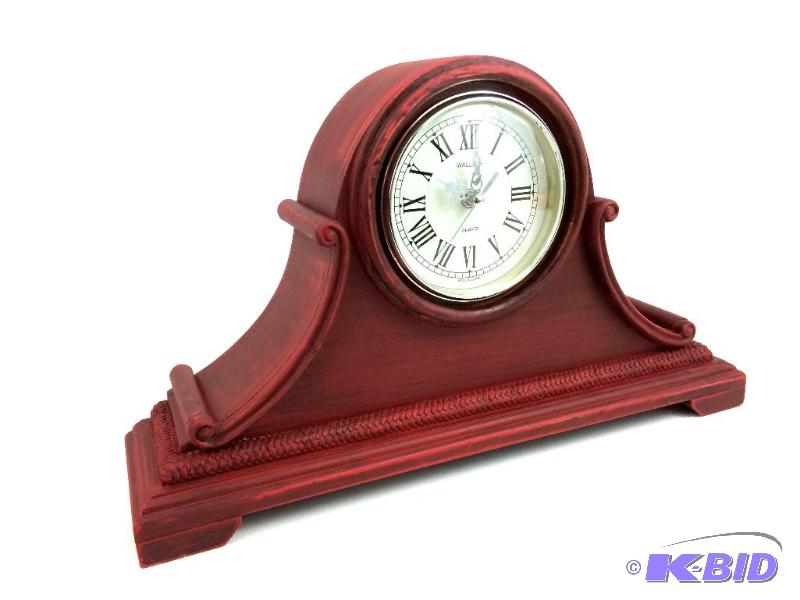 lot 8 image: Hand painted red clock mantle clock