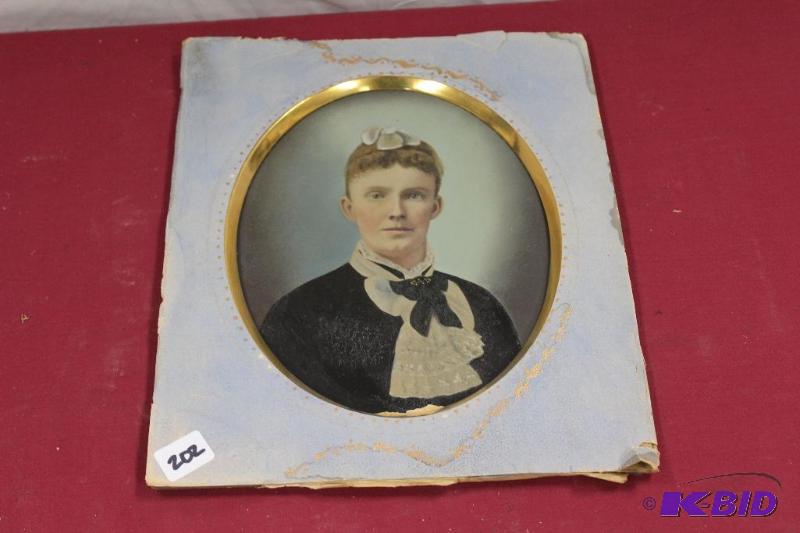 lot 202 image: Antique Tin Photo in Cardboard Frame  Tin pho...