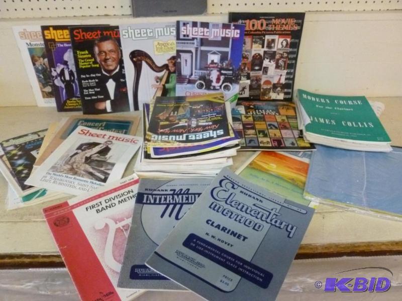 Large lot of sheet music, music books, clarin...
