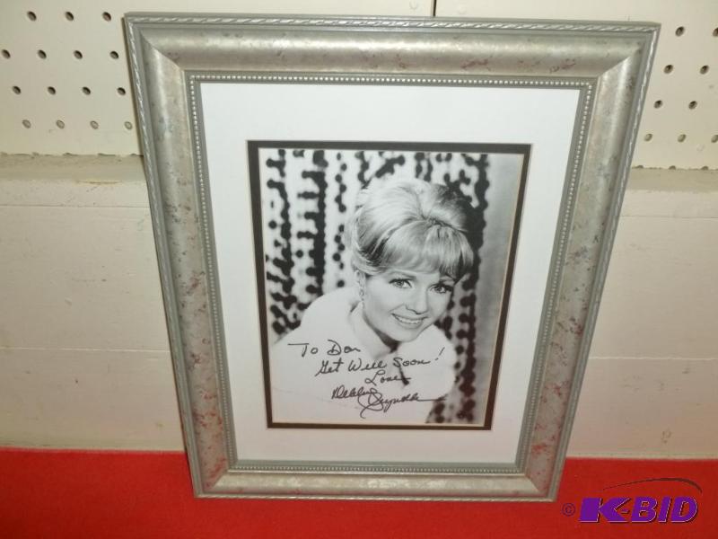 Collectible Debbie Reynolds wood framed autog...