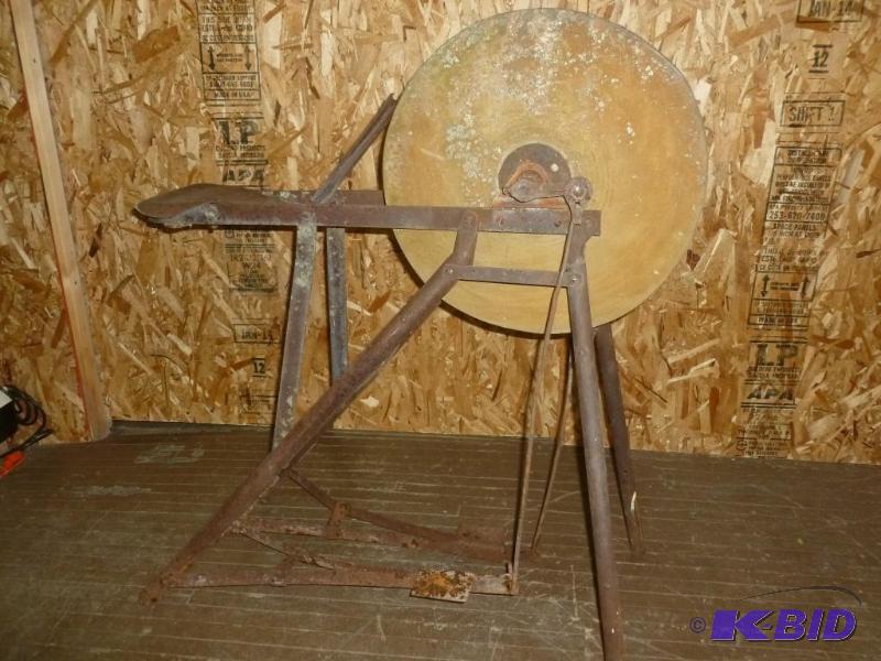 Large antique foot operated grinding wheel st...