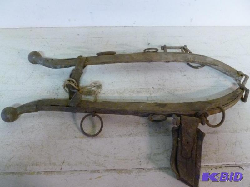 Lot of two antique horse hames, measures abou...