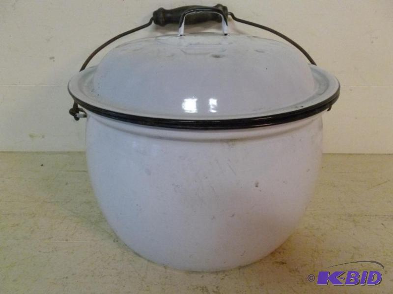 Large vintage wood handled black and white po...