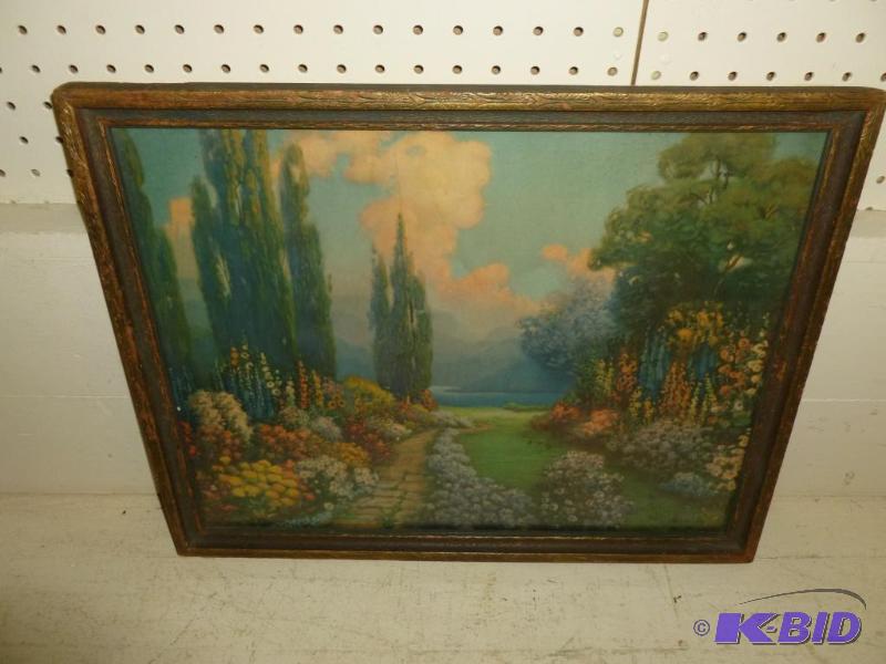 Vintage wood framed picture that measures 15 ...