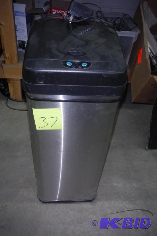 lot 37 image: iTouchless 13 Gallon Square Stainless Steel extra-Wide Opening Touchless Trash Can MX